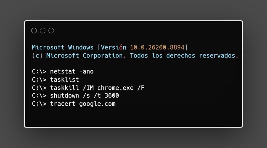Comandos de red y sistema en Windows